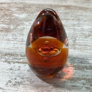 Wedgewood Amber Glass Teardrop Paperweight Decor